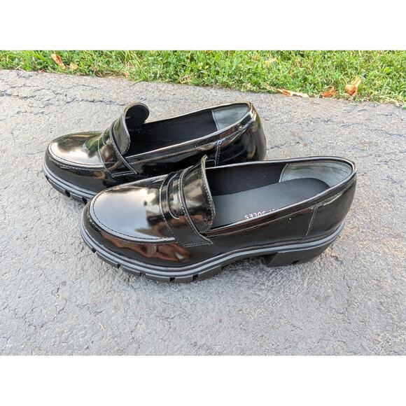 Sincerely Jules Womens Dylan Chunky Heel Lug Sole Platform Loafers Shoes Sz 7.5 - Picture 1 of 7